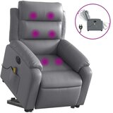 vidaXL Električni masažni stol s funkcijo vstajanja sivo umetno usnje | Shoptok.si
