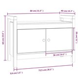 Klupa za hodnik bijela 80 x 40 x 60 cm od masivne borovine | shoptok.hr