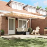 vidaXL Automatska uvlačna tenda narančasta i bijela 450x300 cm | shoptok.hr