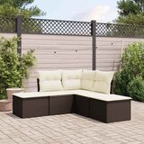  5-dijelni set vrtnih sofa s jastucima poliratan smeđi | shoptok.hr