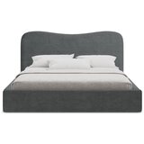 Makamii Temno siva oblazinjena zakonska postelja s prostorom za shranjevanje z letvenim dnom 140x200 cm Kahai – | Shoptok.si