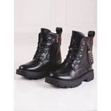 Shelvt Black girls' ankle boots with chain | Eponuda.ba