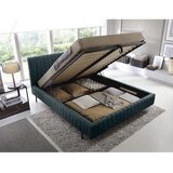ELTAP Modrozelena oblazinjena zakonska postelja s prostorom za shranjevanje z letvenim dnom 180x200 cm Plissa – | Shoptok.si