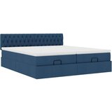 vidaXL Otomanski okvir kreveta s madracima plavi 200x200cm tkanine Cijene