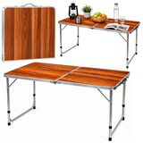  Folding Camping Table Adjustable Height Suitcase Wood Cene