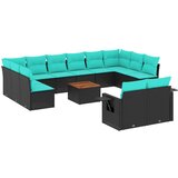  Vrtni set s jastucima, 13 dijelova, crni poliratan | shoptok.hr