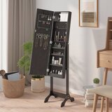  Samostojeće ogledalo s LED svjetlima crno 34 x 37 x 146 cm | shoptok.hr