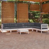 Maison Chic Seti vrtnega pohištva - Vrtna garnitura - Vrtni pohištvo set 8-delna z blazinami bela borovina, (21800178) | Shoptok.si