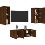 vidaXL Komplet TV omaric LED 4-delni rjavi hrast inženirski les | Shoptok.si