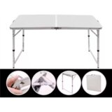  Folding Camping Table Set 4 Chairs Gray | shoptok.hr