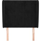  Vzglavje z ušesi črno 93x23x118/128 cm žamet, (20933942) | Shoptok.si