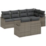 vidaXL 7 delni vrtni kavč set z blazinami siva poly rattan, 2-sedežni vrtni kavč s shranjevanjem in blazinami siva poly rattan Cene