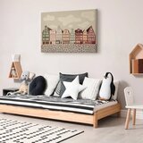  Slika - Salt Square - Colorful Illustrated Townhouses Against a Cloudy Sky Background 30x20 Premium Print | shoptok.hr