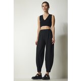  Women's Black Casual Striped Baggy Pants | Shoptok.si