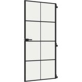 Sobna vrata tanka crna 93x201,5 cm kaljeno staklo i aluminij | shoptok.hr
