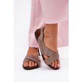 Zazoo Leather Velcro Sandals Dark Beige 40141 | Shoptok.si