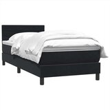 vidaXL Box spring postelja z vzmetnico črna 90x210 cm žamet | Shoptok.si