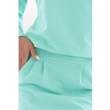 Numoco 189-12 Long-sleeved sweatshirt dress with pockets – comfortable cut with a low neckline at the back – mint | Shoptok.si
