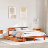 Maison Chic Posteljni okvir - Dvoposteljna postelja - Zakonska postelja brez vzmetnice voščeno rjav 120x190 cm borovina-J13212, (21763284) | Shoptok.si