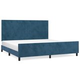 The Living Store Posteljni okvir z vzglavjem temno moder 200x200 cm žamet - Posteljni Okvir Z Vzglavjem, (21489632) | Shoptok.si