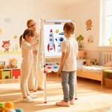  Leseno umetniško stojalo za otroke, zložljivo dvostransko magnetno stojalo 3 v 1 z belo tablo | Shoptok.si