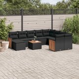 vidaXL 11-dijelni set vrtnih sofa od poliratana s jastucima crni | shoptok.hr