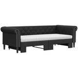  Dnevni krevet na razvlačenje crni 90 x 200 cm od umjetne kože | shoptok.hr