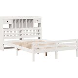 vidaXL Krevet s regalom z knjige bez madraca bijeli 150x200cm borovina | shoptok.hr