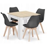  Garnitura kvadratnog stola 80x80 sonoma hrast + 4 MARK crne stolice | shoptok.hr