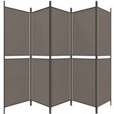 Sobna pregrada s 5 panela Antracit 250 x 200 cm od tkanine | shoptok.hr