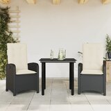  3-dijelni vrtni blagovaonski set s jastucima od poliratana crni | shoptok.hr