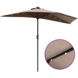 vidaXL Vrtni dežnik Taupe 294 x 150 x 223 cm blago | Shoptok.si