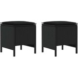  Vrtni otoman s jastukom 2 Komad Crna 38 x 38 x 45 cm PE ratan | shoptok.hr