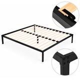  Metalni krevet 135x190 cm s letvičastom podnicom, minimalistički crni okvir, ModernHome Slike