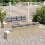 9 Dijelni Vrtni Sofa Set s Jastučićima Bež Poli Ratan | shoptok.hr
