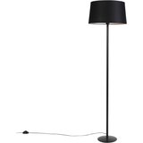 QAZQA Stoječa svetilka črna s platnenim odtenkom črna 45 cm - Simplo Cene