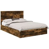  Postelja s shranjevanjem z vzglavjem Dimljeni oreh 135 x 190 cm, (5000105801) | Shoptok.si