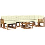 vidaXL Zunanja garnitura za sedenje z blazino 8 pcs Naravna in smetana, (5000280959) | Shoptok.si