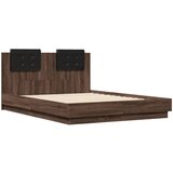 vidaXL Posteljni okvir z vzglavjem rjavi hrast 135x190 cm inž. les, (21095400) | Shoptok.si