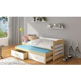 ADRK Furniture Otroška postelja Tiarro - 90x200 cm - naravni bor/bela