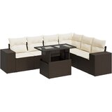 Maison Chic Seti vrtnega pohištva - Vrtna garnitura - Vrtni pohištvo set 7-delna z blazinami rjav poli ratan, (21802069) | Shoptok.si