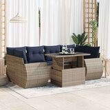 vidaXL 7-dijelni set vrtnih sofa poliratan i bagrem s jastucima sivi | shoptok.hr