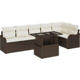 vidaXL 7 Delni Vrtni Sofa Set sa Jastučićima Smeđi Poli Ratan | shoptok.hr