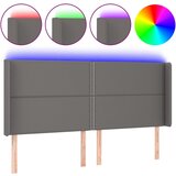 Maison Chic led posteljno vzglavje - vzglavna omarica - nočna omarica sivo 183x16x118/128 cm umetno usnje, (21713009) Cene