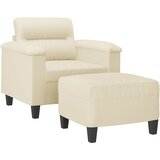  Fotelja s tabureom krem 60 cm od umjetne kože | Eponuda.com