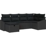 vidaXL 6-delni vrtni kavčni set s blazinami Črn Poli ratan | Shoptok.si