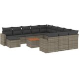  13-dijelni set vrtnih sofa od poliratana s jastucima sivi | shoptok.hr