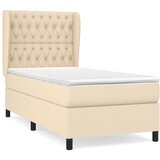 vidaXL Box spring postelja z vzmetnico krem 100x200 cm blago, (20892662) Cene