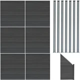 Kompozitne ograjne plošče, kotni kos in LED stebrički 1,8 m x 11,7 m - sivi, (5000159818)