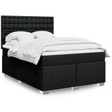 vidaXL Box spring postelja z vzmetnico črna 140x200 cm blago | Shoptok.si